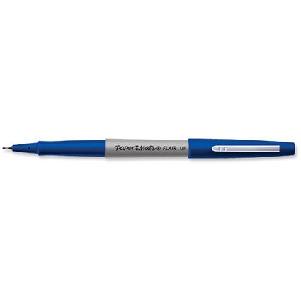 Paper Mate Ultra Fine Felt Tip Pen, 0.5mm Tip, Blue, Pack of 12
