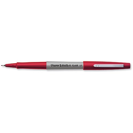 Paper Mate Ultra Fine Felt Tip Pen, 0.5mm Tip, Red, Pack of 12