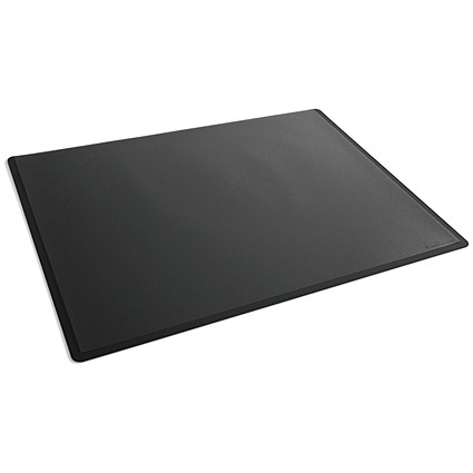 Durable Non-Slip Desk Mat With Transparent Overlay 65 x 50cm Polypropylene Black -