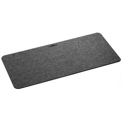 Durable Effect Felt Desk Mat with Fold-Out Phone Holder, 70x33cm, Grey