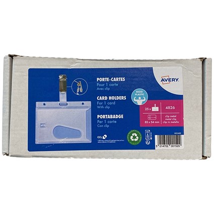 Avery Security Badge Holders with Clip 54mm x 85mm (Pack 25) - 4826