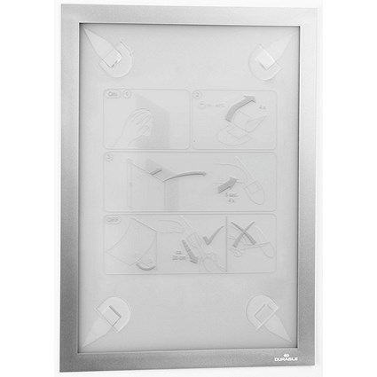 Durable Duraframe Wallpaper Self Adhesive Signage Frame, A4, Silver Durable Duraframe Wallpaper Self Adhesive Signage Frame, A4, Silver