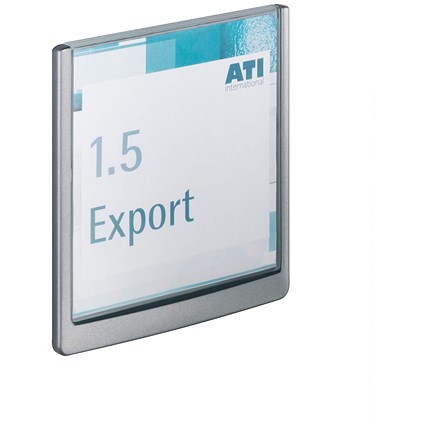 Durable Adhesive Click Sign Wall Mounted Door Sign Holder, 149x148.5mm, Grey