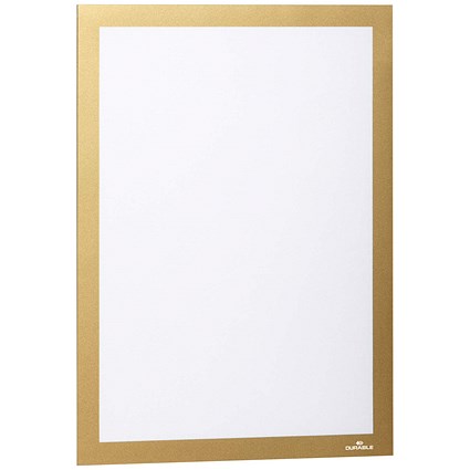 Durable Duraframe Self Adhesive Signage Frame, A4, Gold, Pack of 2 Durable Duraframe Self Adhesive Signage Frame, A4, Gold, Pack of 2