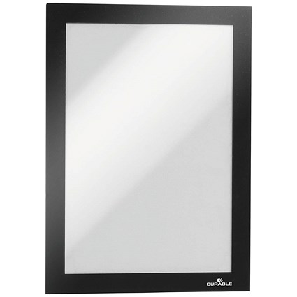 Durable Duraframe Self Adhesive Magnetic Signage Frame, A5, Black, Pack of 10