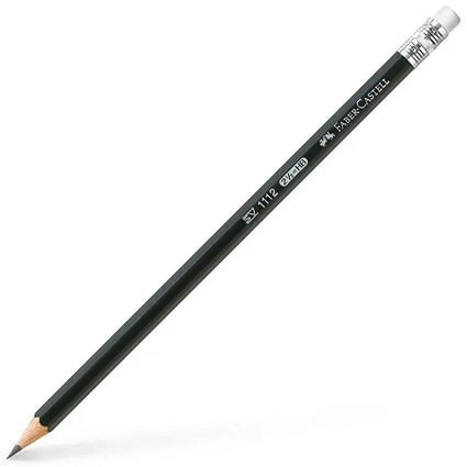 Faber-Castell Graphite Pencil 1112 With Eraser HB (Pack 12) -