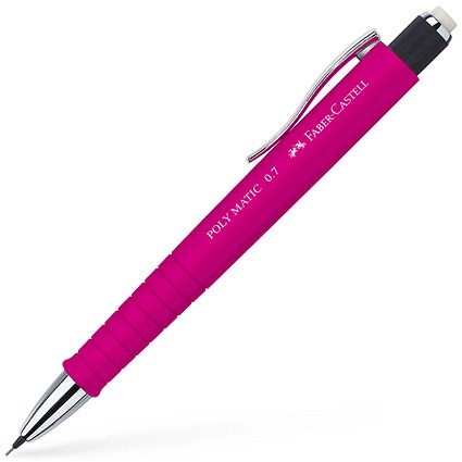 Faber-Castell Poly Matic Mechanical Pencil, 0.7mm, Pink, Pack of 5