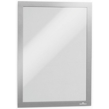 Durable Duraframe Self Adhesive Signage Frame, A4, Silver Durable Duraframe Self Adhesive Signage Frame, A4, Silver