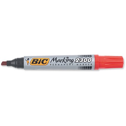 Bic Marking 2300 Permanent Marker Chisel Tip Line Width 3-5.5mm Red [Pack 12]