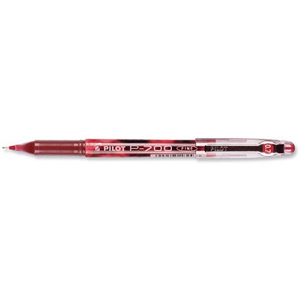 Pilot P700 Gel Rollerball Pen Needle Point 0.7mm Tip 0.5mm Line Red [Pack 12]