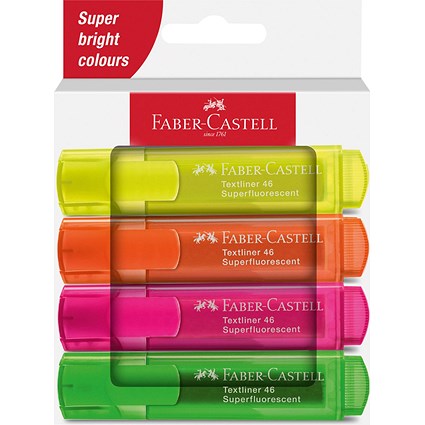 Faber-Castell Textliner 46 Highlighter, Assorted Colours, Pack of 4
