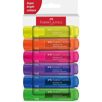 Faber-Castell Textliner 46 Highlighter, Assorted Colours, Pack of 6