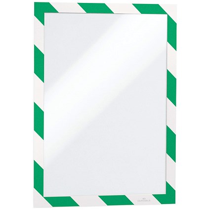 Durable Duraframe Adhesive Hazard Frame, A4, Green & White, Pack of 2 Durable Duraframe Adhesive Hazard Frame, A4, Green & White, Pack of 2