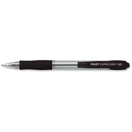 Pilot Super Grip Ball Pen / Retractable / Black / Pack of 12