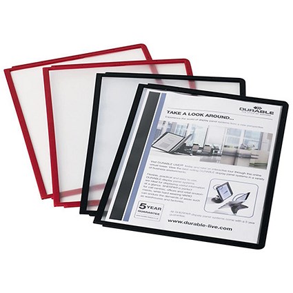 Durable Sherpa Display Panel Clear with Coloured Flexible Frame A4 Black [Pack 10]
