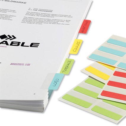 Durable QuickTab Index Tabs / Non-Permanent / Single Sided / 40mm / Assorted Colours / Pack of 48