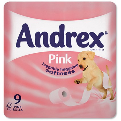 Andrex Toilet Rolls 2-Ply 306 Sheets Pink Ref M02077 [Pack 9]