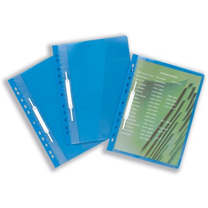 Durable Project Flat File Plastic Multipunched Clear Front A4 Blue [Pack 25]