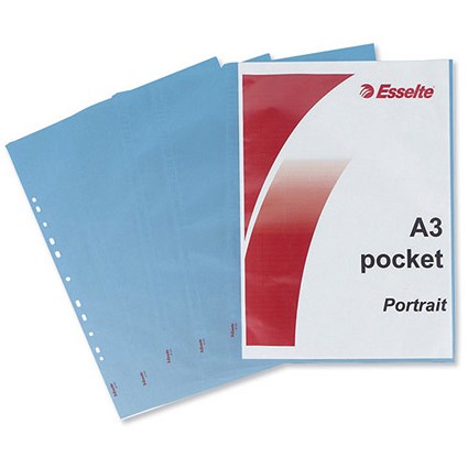 Esselte A3 Plastic Pockets / Portrait / Pack of 10
