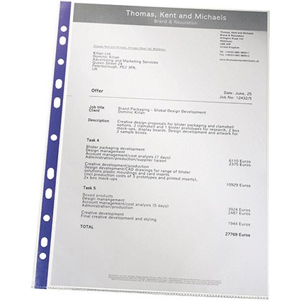 Elba Premium Presentation Pockets / Top-opening / A4 / Opaque / Pack of 25
