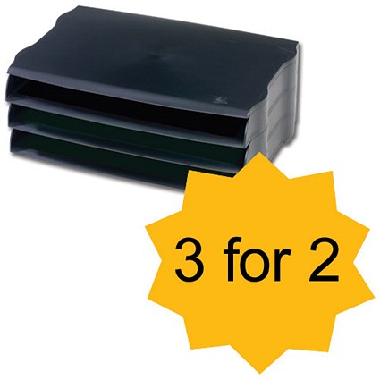 Avery DTR Letter Tray Wide Entry Stackable Black [Pack 3] [3 For 2]