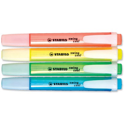 Stabilo Swing Cool Highlighter Water-based Chisel Tip 1-4mm Line Assorted [Wallet 4]