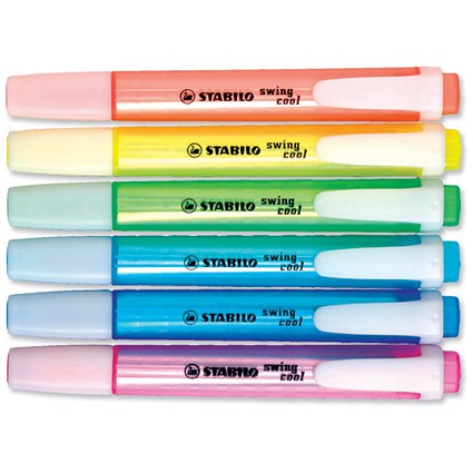 Stabilo Swing Cool Highlighter Water-based Chisel Tip 1-4mm Line Assorted [Wallet 6]