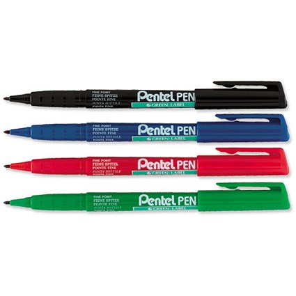Pentel Permanent Marker Xylene/Toluene-free Fine Tipped 0.8mm Line Assorted [Pack 12]
