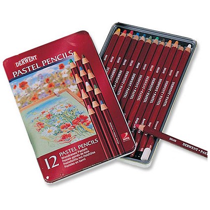 Derwent Pastel Pencils Cedar Wood Assorted Colours [Pack 12]