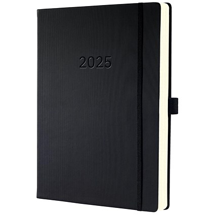 Conceptum A4+ Vertical Layout Hardcover Diary, Week To View, Black, 2025