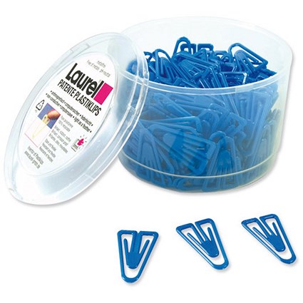 Laurel Paperclips Plastic Non-magnetising 35mm Blue [Pack 200]