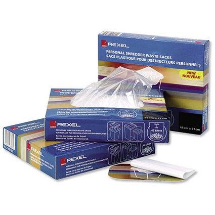 Rexel AS100 Waste Sacks Polypropylene 40 Litres Ref 40060 [Pack 100]