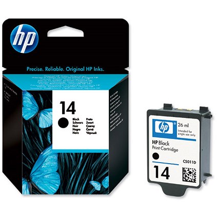 Hewlett Packard [HP] No. 14 Inkjet Cartridge Page Life 700pp 26ml Black Ref C5011DE