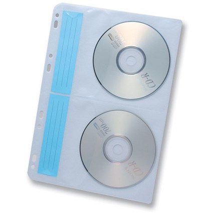 Compucessory CD Filing Sleeve Plastic Multipunched for 4 Disks Ref CCS22287 [Pack 10]