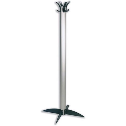 Acorn Storm Coat Stand Aluminium Silver Anodised Finish Slide Fixings ABS Base Silver