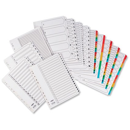 Concord Commercial Index Mylar-reinforced Europunched 1-5 Coloured Tabs A4 White