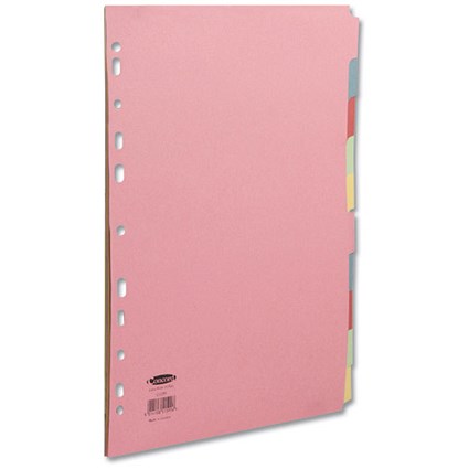 Concord Commercial Subject Dividers 10-Part Multipunched 160gsm Extra Wide A4+ Assorted