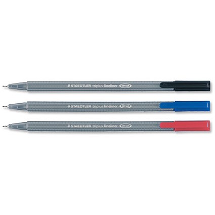 Staedtler Triplus Fineliner Pen Ergonomic Barrel - 0.3mm Line - Assorted - Pack of 10