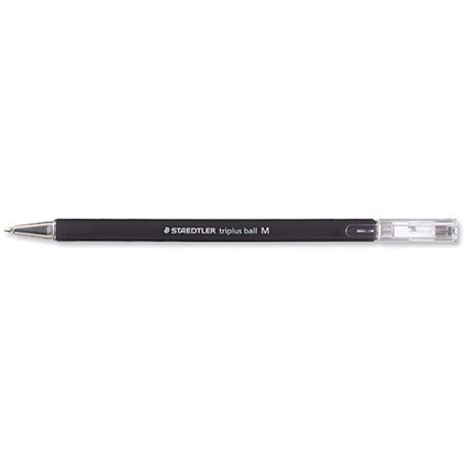 Staedtler Triplus Ball Pen Ergonomic Triangular Barrel 1.0mm Tip 0.4mm Line Black [Pack 10]