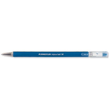 Staedtler Triplus Ball Pen Ergonomic Triangular Barrel 1.0mm Tip 0.4mm Line Blue [Pack 10]