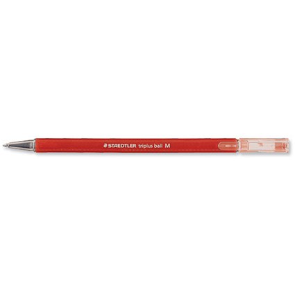 Staedtler Triplus Ball Pen Ergonomic Triangular Barrel 1.0mm Tip 0.4mm Line Red [Pack 10]