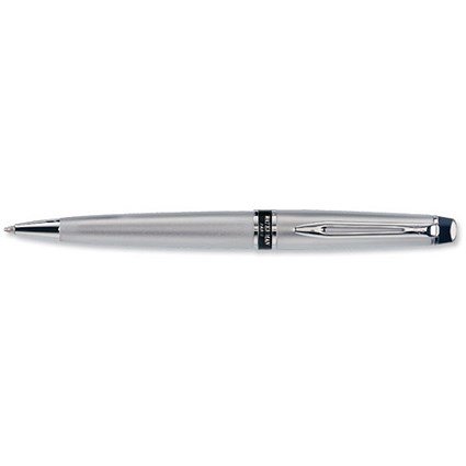 Waterman Expert Medium Ball Pen / Satin Matt Chrome / Blue
