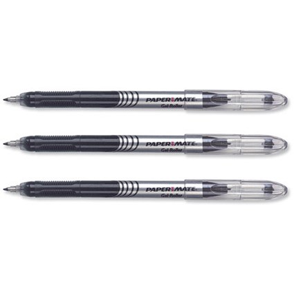 PaperMate Gel Rollerball Medium 0.7mm Tip 0.5mm Line Black [Pack 12]