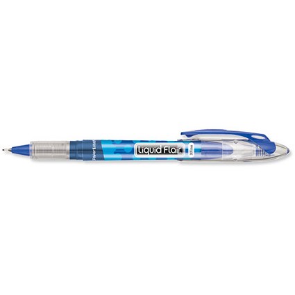 Paper Mate Liquid Flair Fineliner Pen Extra Fine 0.6mm Tip 0.3mm Line Blue [Pack 12]
