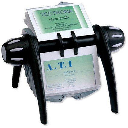 Durable Visifix Flip Rotary File with 200 Pockets for 400 Business Cards - Black