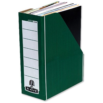 R-Kive Premium Magazine File Fibreboard W102xD229xH298mm Green and White [Pack 20]