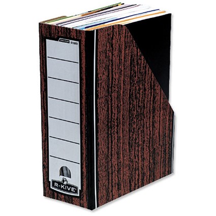 R-Kive Premium Magazine File Fibreboard W102xD229xH298mm Woodgrain [Pack 20]