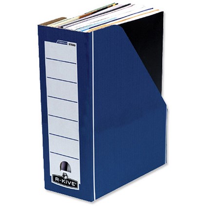 R-Kive Premium Magazine File Fibreboard W102xD229xH298mm Blue and White [Pack 20]