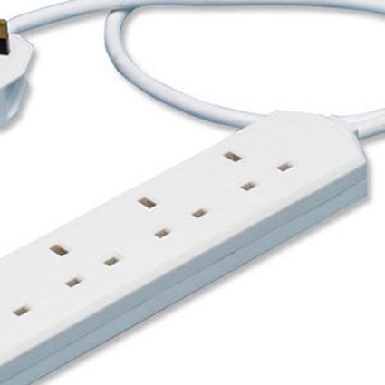 Eurosonic Extension Lead with On/off Indicator 4-Way 13Amp 2m Silver