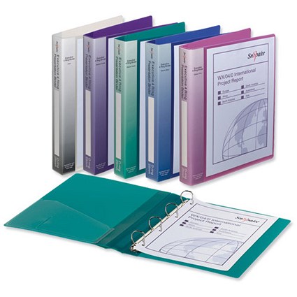Snopake Executive Presentation Ring Binder Polypropylene 4 D-Ring 25mm A4 Assorted [Pack 10]
